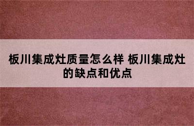 板川集成灶质量怎么样 板川集成灶的缺点和优点